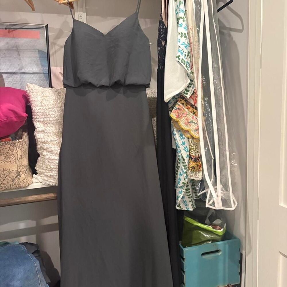 Bill Levkoff Grey Bridesmaid Dress Long